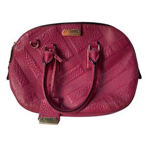 BURBERRY Heritage Magenta Orchard Bowling Bag, Medium, Luxury Classic Top Handle